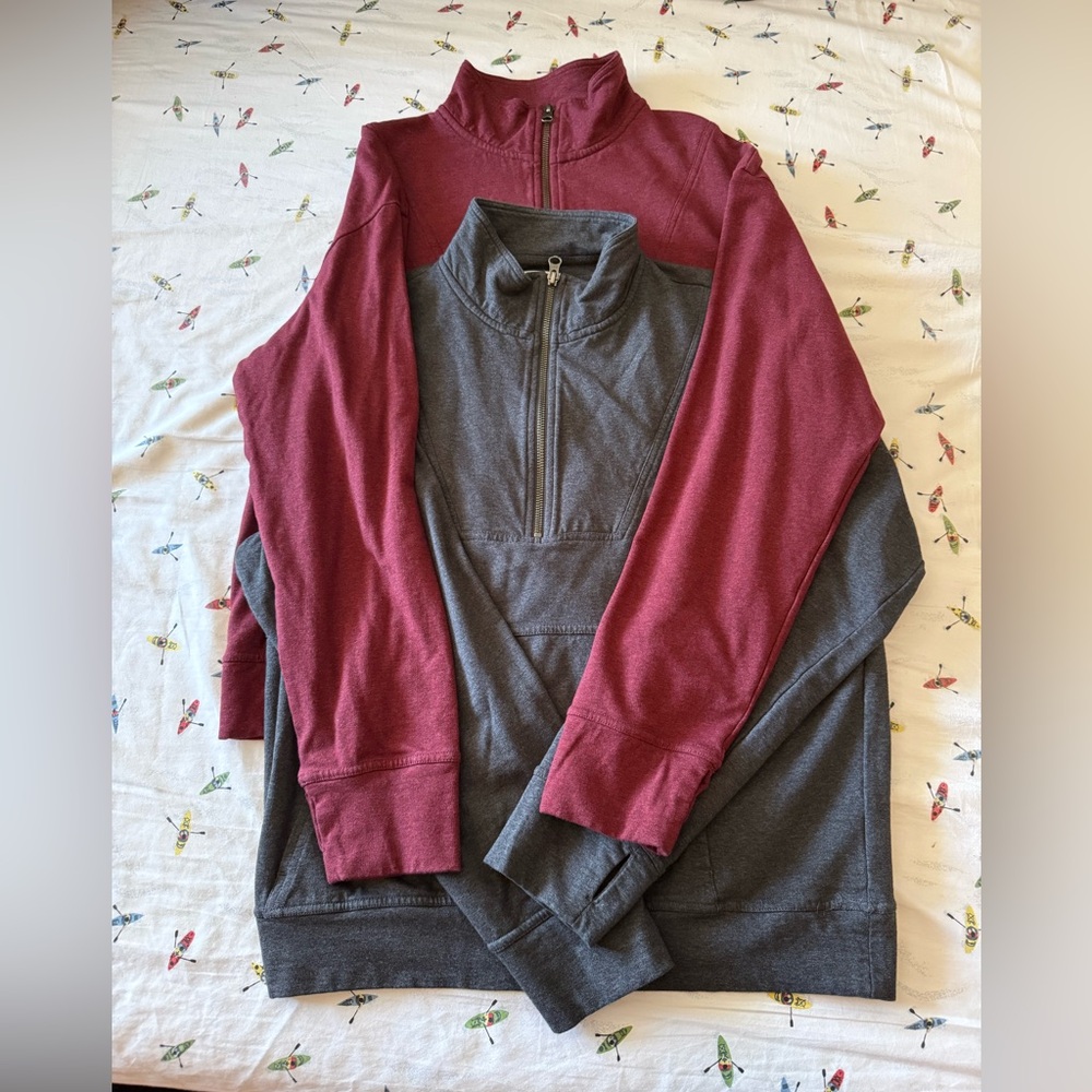 Bundle of 2 Women’s pact Half-Zip Sweatshirts- Burgundy&Charcoal Gray large EUC!